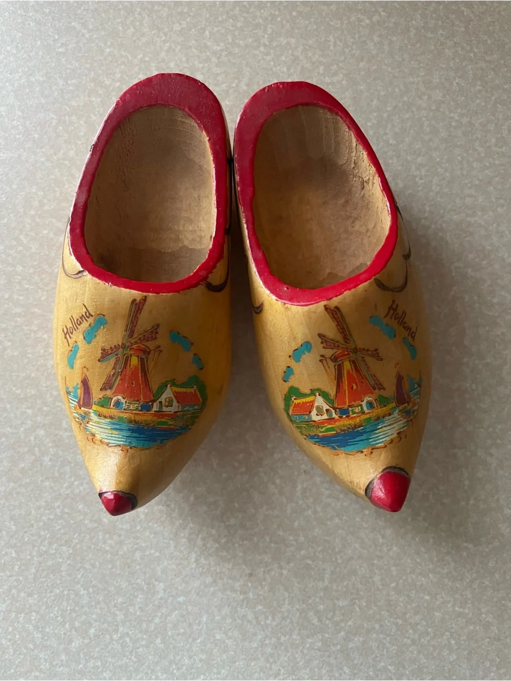 Vintage Dutch Wooden Hand Painted Clogs From Holland 4.25”